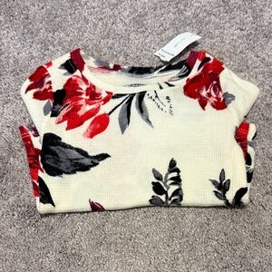 Old Navy Red and Black Floral Top